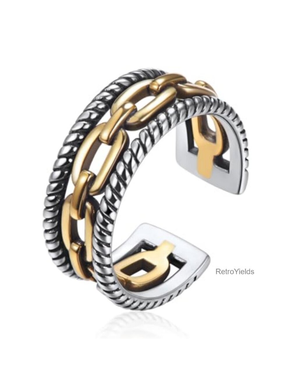 Sterling Silver Brass Oxidized Adjustable Ring for Women Size 8